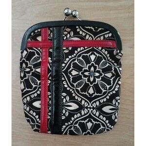 Vera Bradley Floral Kiss Lock Clasp Clutch Coin Wallet Purse 7"x6"